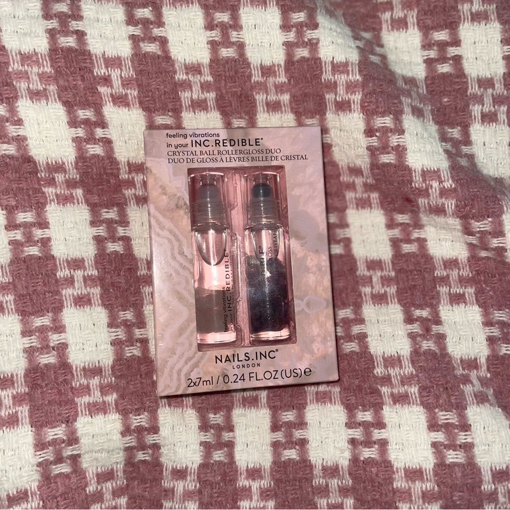 New Nail Inc Feeling Vibrations INC. REDIBLE Crystal Rollerball Duo Lip Gloss